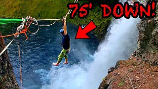 75 Foot Tall Slack Line and Cliff Jumps!