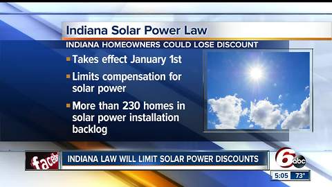 Indiana law will limit solar power discounts