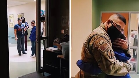 Military Dad Surprises Son At School In Emotional Reunion