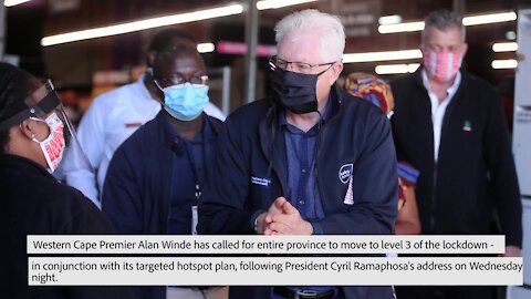 South Africa - Cape Town - Premier Alan Winde calls for Westen Cape to move to level 3 of lockdown (video) (uZK)