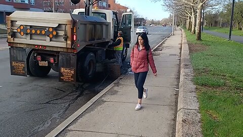 Boston Water and Sewer cleaning out the storm drain along Columbus Ave