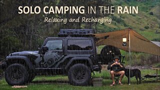 SOLO CAMPING in the Rain [ Car camping, Jeep Wrangler overland, Tarp Shelter, Relaxing ] SoC Ep 10