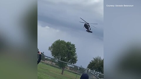 Black Hawk helicopter lands at Raffaello Palla Elementary