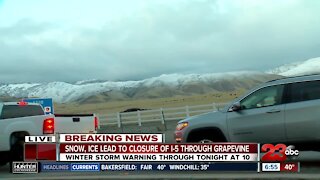 Snow, and ice lead to closure of I-5 through The Grapevine