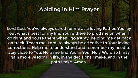 Abiding in Him Prayer (Prayer for Wisdom and Direction)
