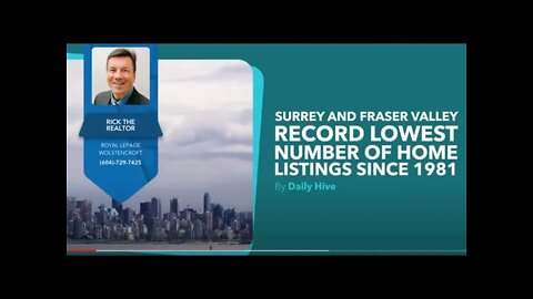 Fraser Valley Records Lowest Housing Inventory | September 2021 | Rick the REALTOR®