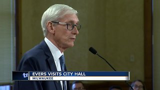 Evers visits Milwaukee City Hall