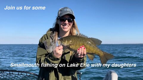 Fall smallmouth fishing on Lake Erie with my daughters. #lakeerie #fishing #smallmouthbassfishing