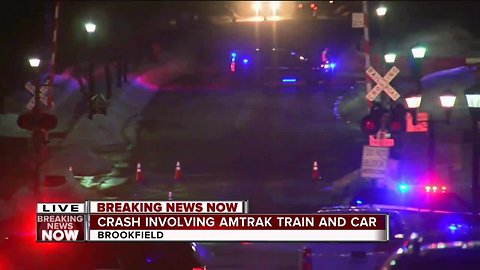 Amtrak train and car involved in crash in Brookfield