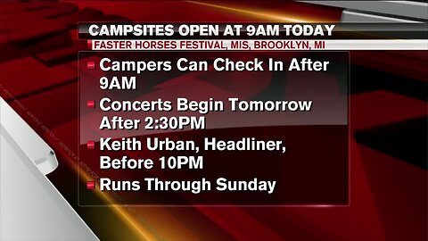 Campsites open Thursday in preparation for Faster Horses Music Festival