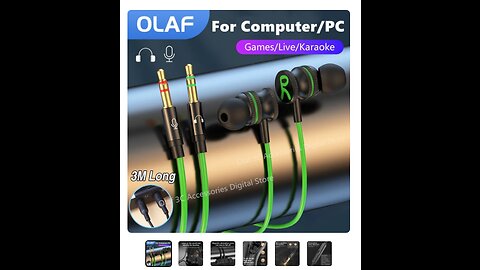OLAF 3M Long Wired Earphones For PC