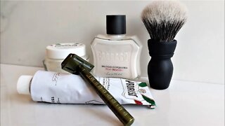 A Podcast Inspired shave, Proraso White, SHE brush, Henson AL13 +