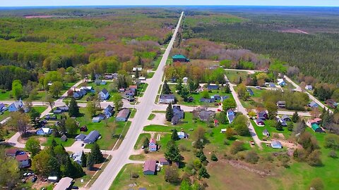 Flyover Drone Footage of McMillan, Michigan