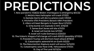 PREDICTIONS - Harris' plane crash 1/31; Israel nuke Damascus 5/20/23; asteroid 9/2/23