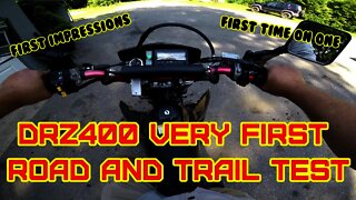 (E1) DRZ400S Road and Trail test, Top speed, First Ride and impressions, first time ever on one.