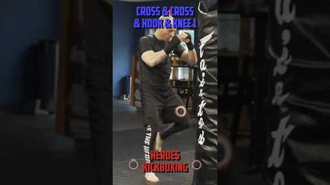 Heroes Training Center | Kickboxing & MMA "How To Double Up" Cross & Cross & Hook & Knee 1 | #Shorts