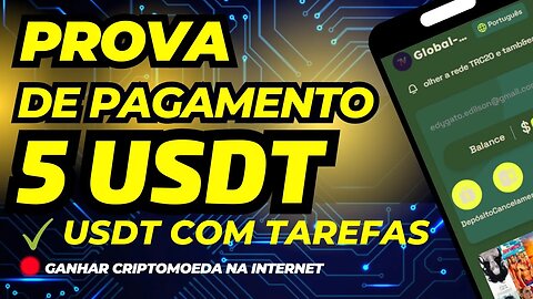 Global-tv Prova de Pagamento de 5 USDT - Ganhar Dinheiro na Internet