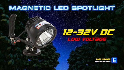 Hand Magnetic LED Spotlight - Adjustable Tilting Base - 25 Watts - 1000' Spot Beam