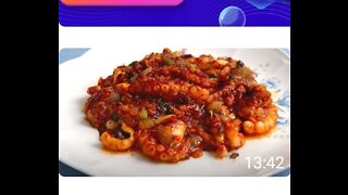 Spicy stir fried octopus