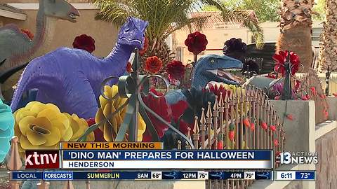 Dinosaur enthusiast prepares for thousands of visitors for Halloween