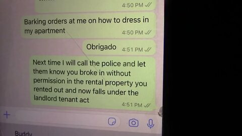 Texts to intruding landlord