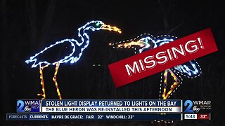 Stolen light display returned to lights on the bay