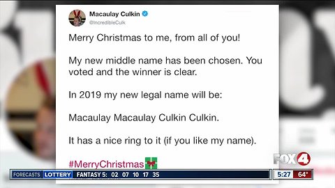 Macaulay Culkin is changing his middle name to Macaulay Culkin