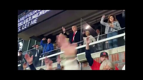 ANOTHER ANGLE - Trump Does Tomahawk Chop At Atlanta Braves Stadium In World Series Game 4