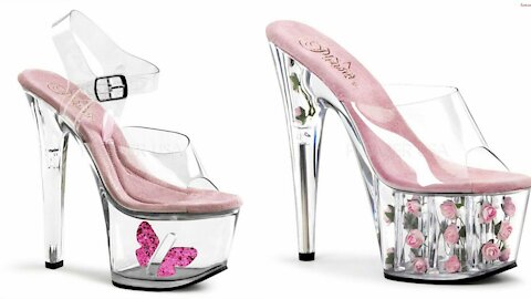 Newest USA women fashion footwear collection #designer crystal clear platform ankle strap sandals