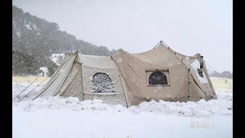 Living Off-Grid in a Tent w/ Wood Stove: Finally a SNOWSTORM! Also, my Water Source and Camp Tour