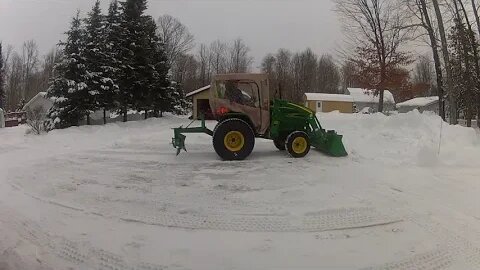 #181 Plowing Snow With My John Deere 770 And My Polaris Four Wheeler Makes An Appearance