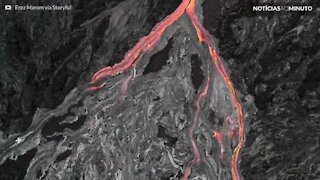 Drone filma rios de lava do vulcão Kilauea