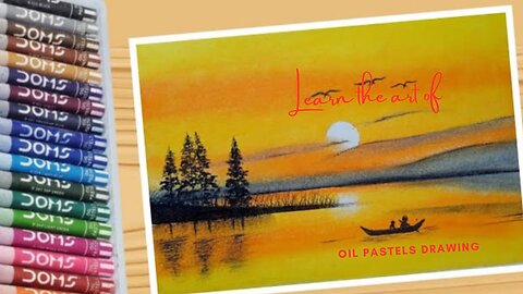 Oil pastel drawing // sunset drawing // sunset scenery drawing // sunset oil pastel drawing