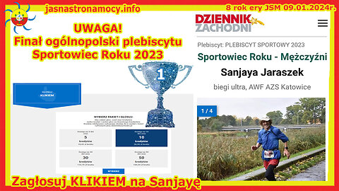 UWAGA! Finał ogólnopolski plebiscytu Sportowiec Roku 2023 Sanjaya LINK DO GŁOSOWANIA W OPISIE