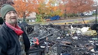 RUSSELLVILLE COMMONS HOMELESS CAMP FIRE AFTERMATH VIDEO W/ INTERVIEW