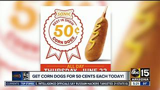 Get 50-cent corn dogs at Sonic on Thursday