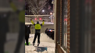 Seattle Antifa builds snow barrier in front of precinct, blocking police from responding