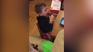 Funny Tot Boy Falls Asleep As He Eats A Popsicle