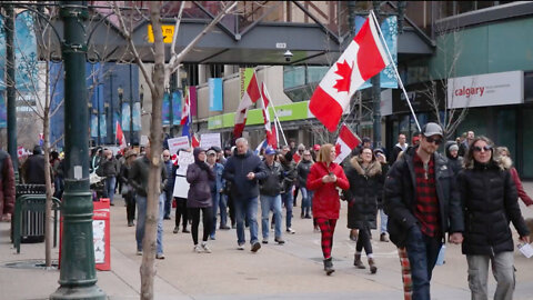 Calgary freedom protesters gather despite attempts at intimidation