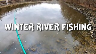 Winter river fishing in Ohio