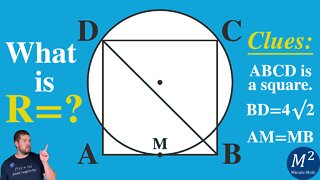 Crazy Geometry Problem with a Square Kind of in a Circle | Minute Math