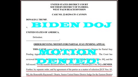 JUDGE THWARTS BIDEN'S DOJ ORDERS SPECIAL MASTER IN FBI RAID AT MAR-A-LAGO~!