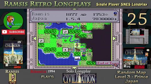Sid Meier's Civilization | 1994 | SNES | Prince | Random | Japan - Episode #25 | Longplay