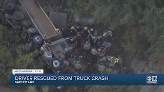 MCSO: Driver rescued from truck after crashing at Bartlett Lake