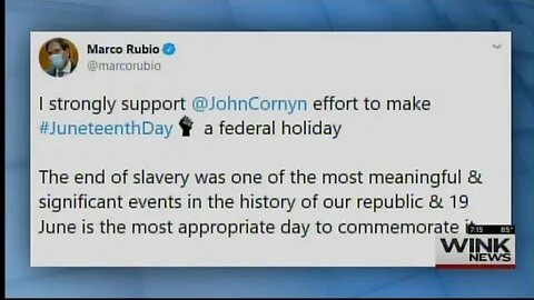 WINK: Senator Rubio Voices Support for Juneteenth to Become a Federal Holiday