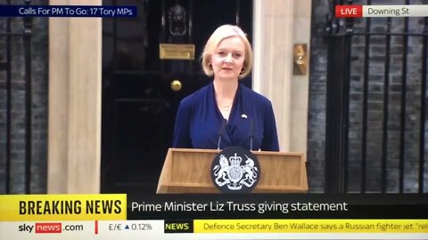 UK Prime Minister Liz Truss “stands down” (Resigns) as Prime Minister after 6 weeks (44 days).