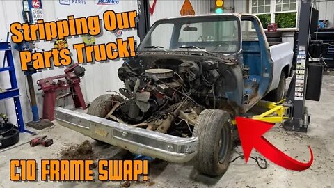 Frame Swap Time! Stripping down the C10 Parts Truck! GMC C1000 Restomod Ep. 2