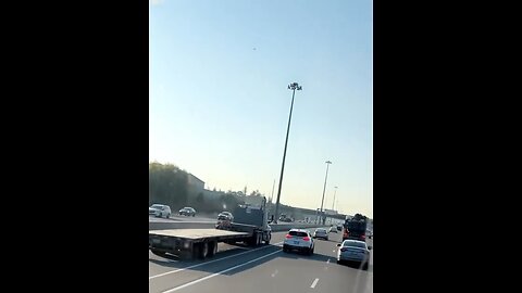 Truck Driving On HOV Lane In Highway 427