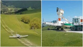 Unusual method: plane drops fertilizer on a pasture field