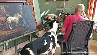 Great Dane Watches Artist Lawrence Dyer Paint a Frog Race Award